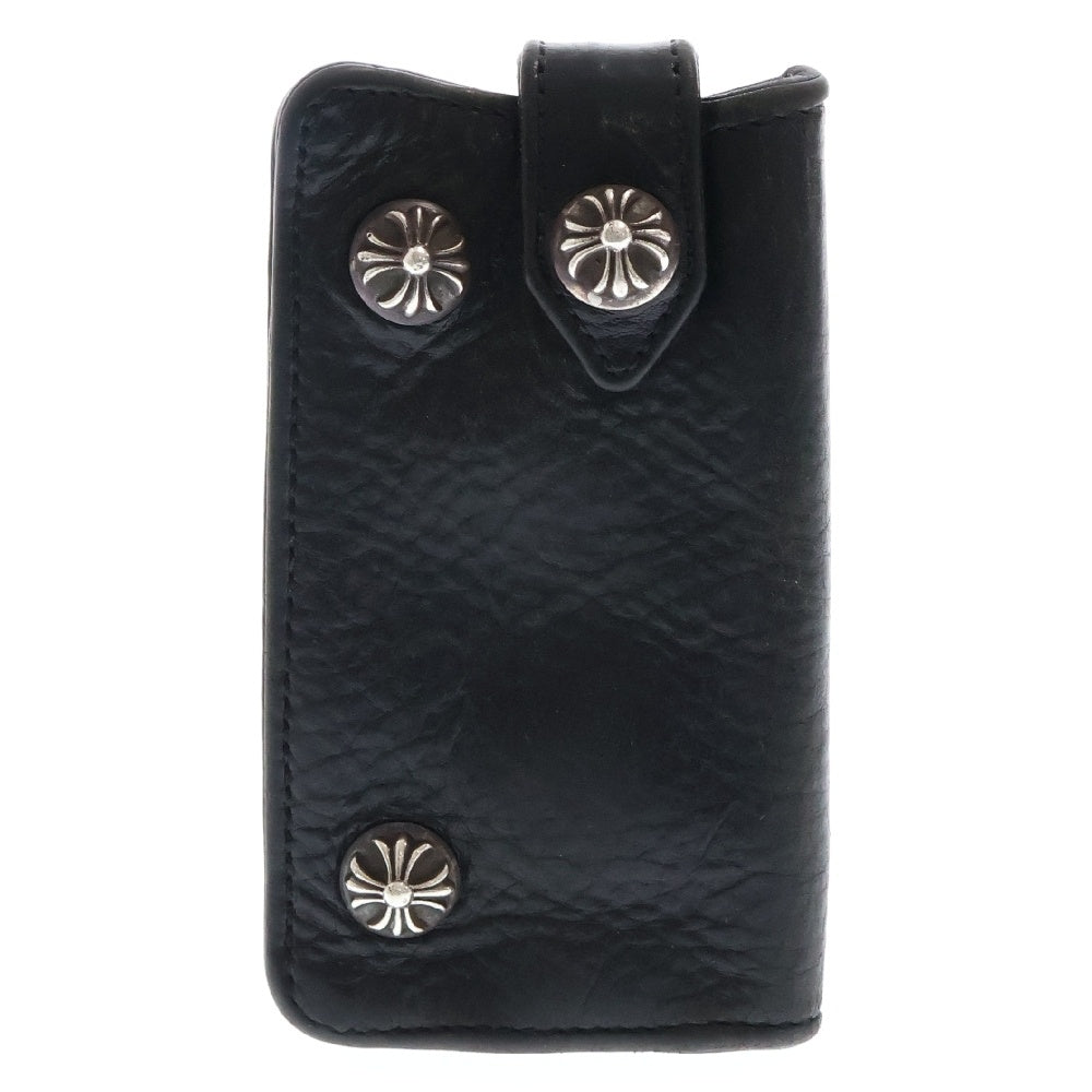 CHROME HEARTS(クロムハーツ) KEY CASE クロスボールボタン レザーキーケース ブラック/シルバー