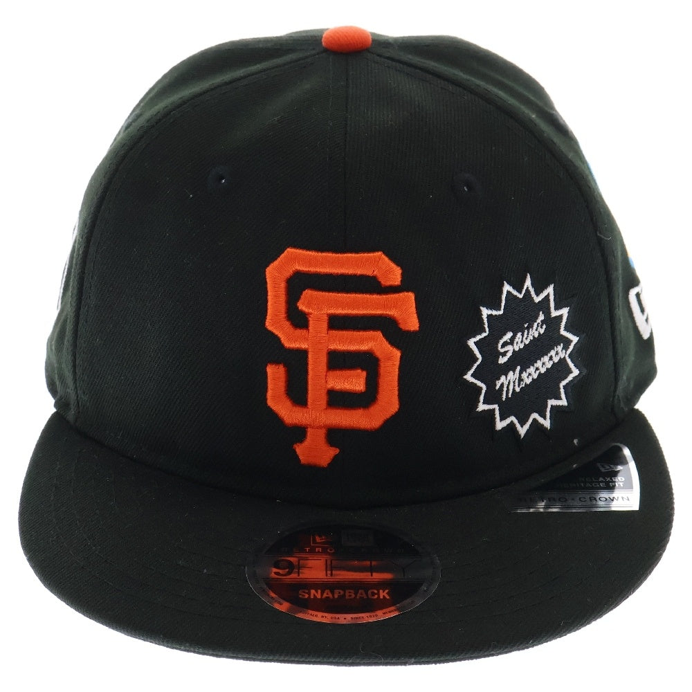 SAINT MICHAEL(セントマイケル) 25SS ×NEW ERA ×MLB GIANTS SNAPBACK ジャイアンツ スナップバック ワッペンロゴ キャップ 帽子 ブラック 14532342