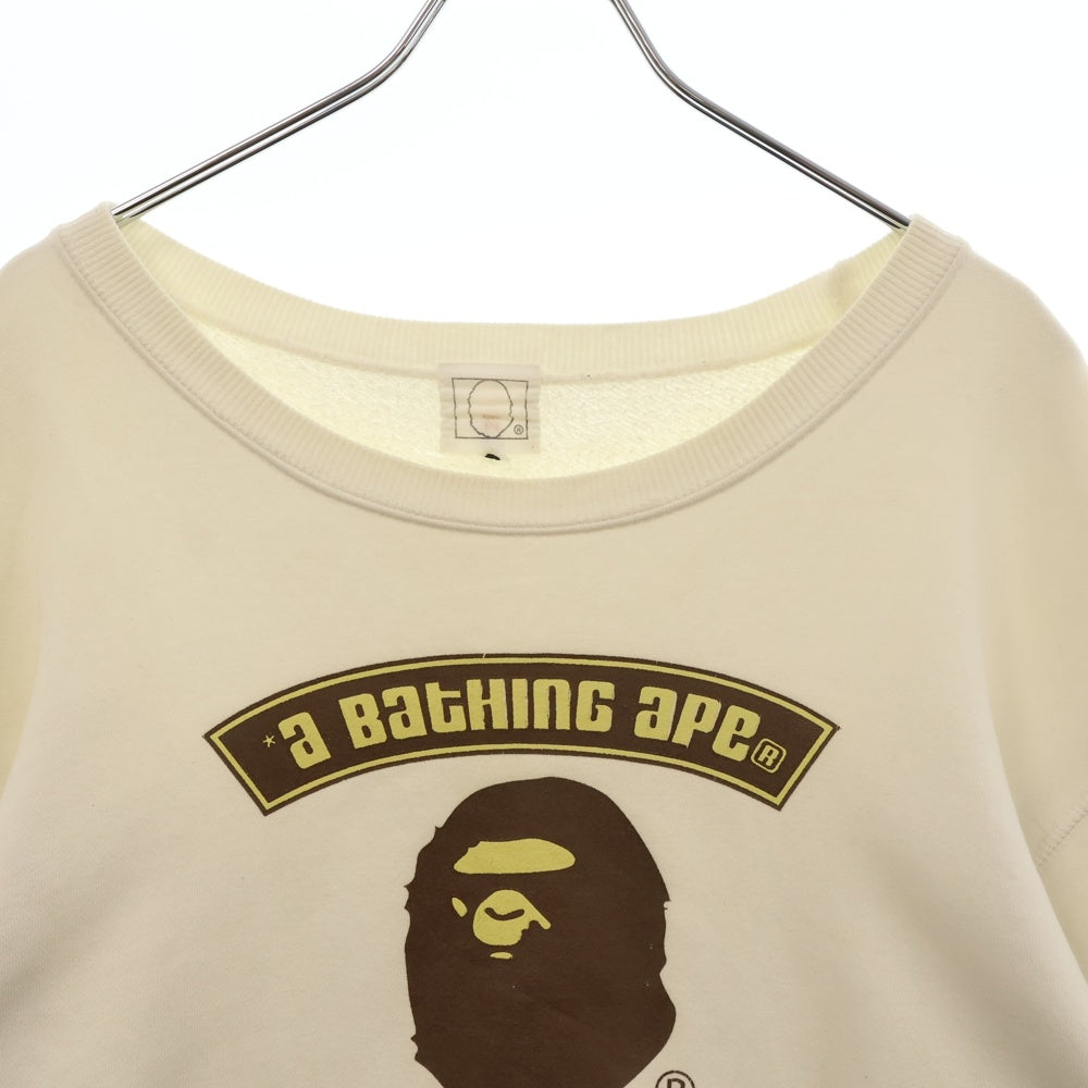 A BATHING APE(アベイシングエイプ) BUSY WORKS ビジーワークス グラフィックプリント クルーネックスウェットトレーナー アイボリー