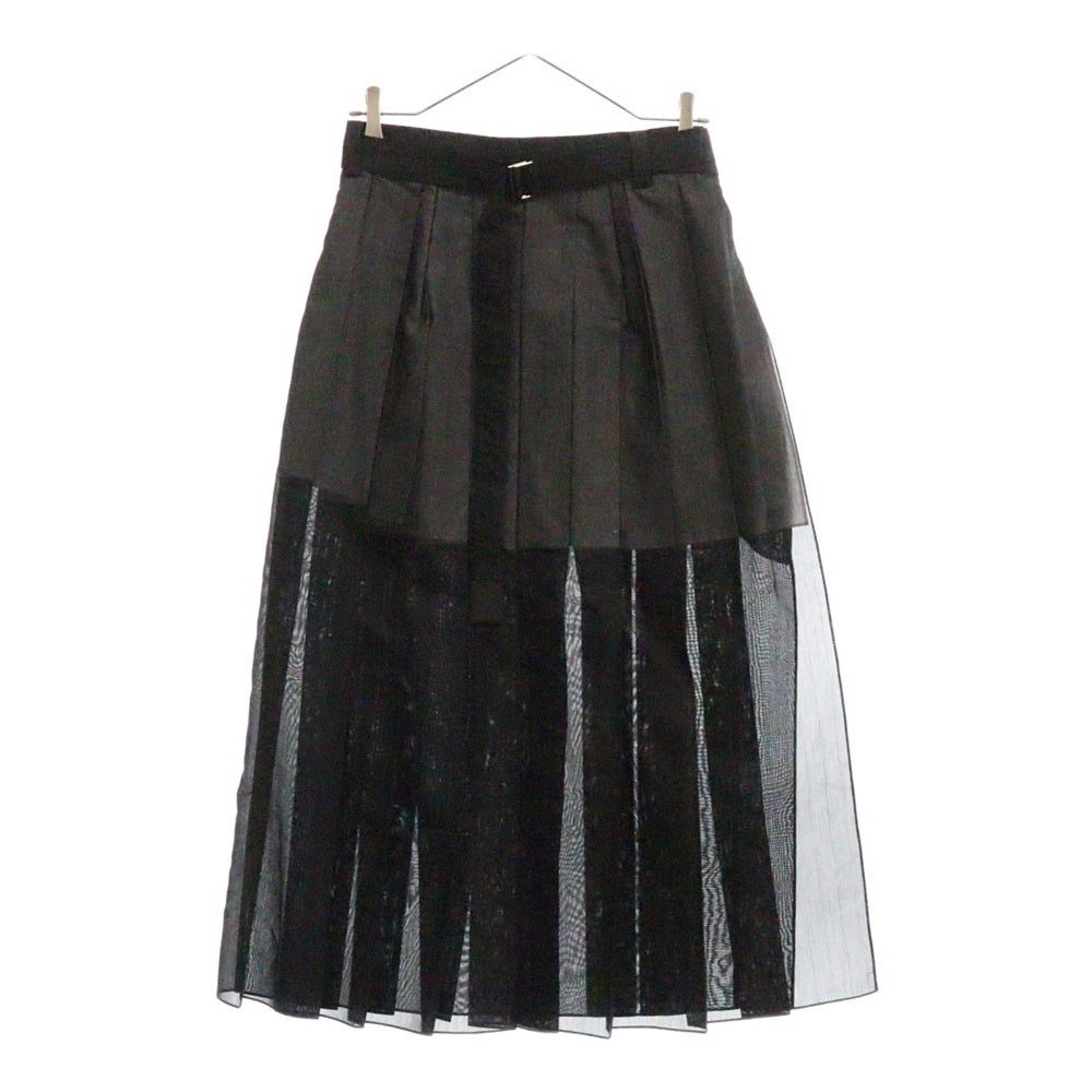Sacai(サカイ) Chalk Stripe Skirt チョークストライプ プリーツスカート ブラック 24-07275