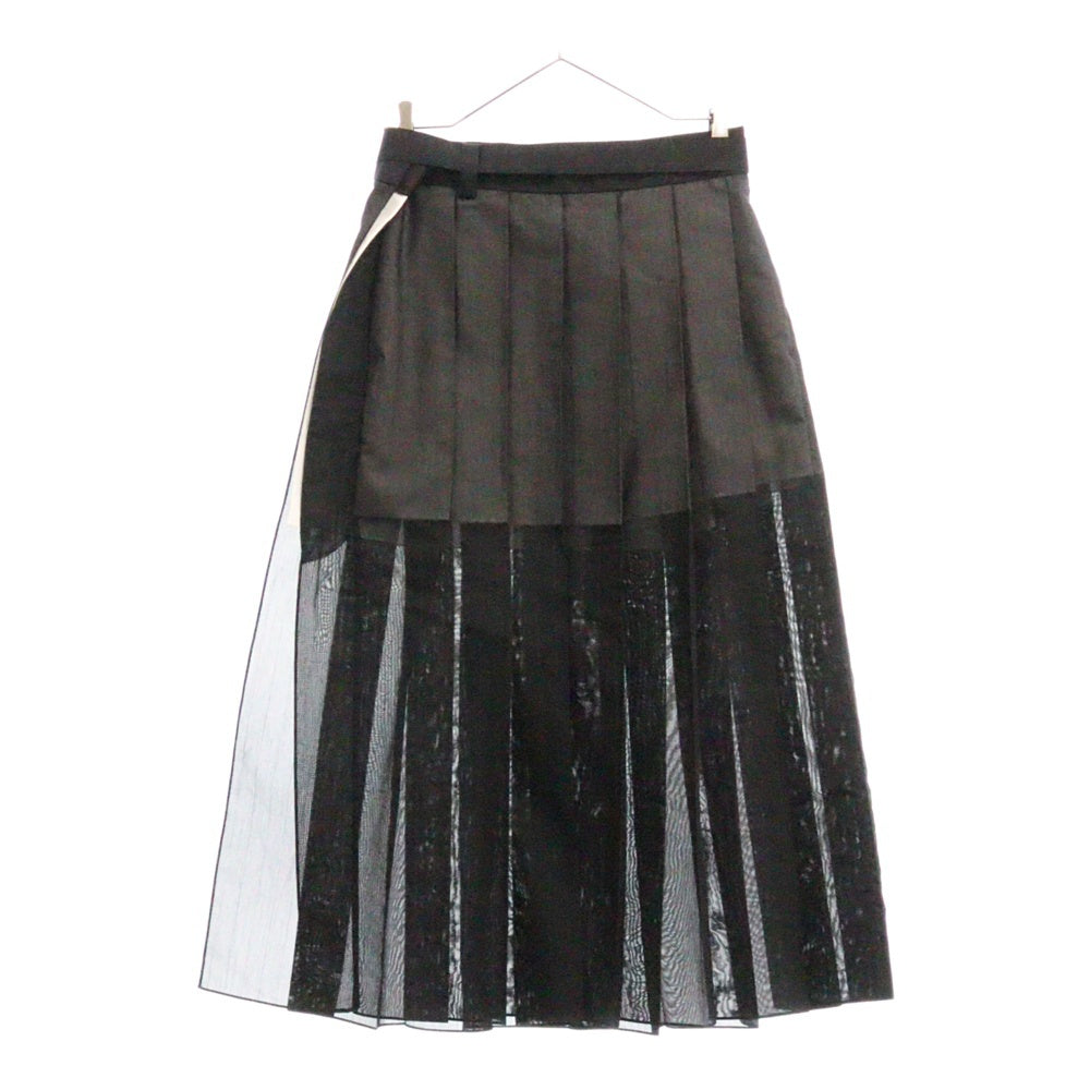 Sacai(サカイ) Chalk Stripe Skirt チョークストライプ プリーツスカート ブラック 24-07275