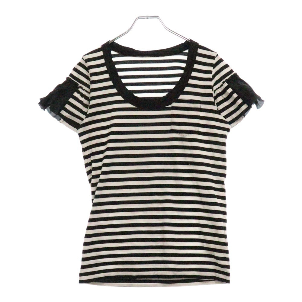 Sacai(サカイ) 胸ポケット ボーダーTシャツ ホワイト/ブラック レディース 19-04521