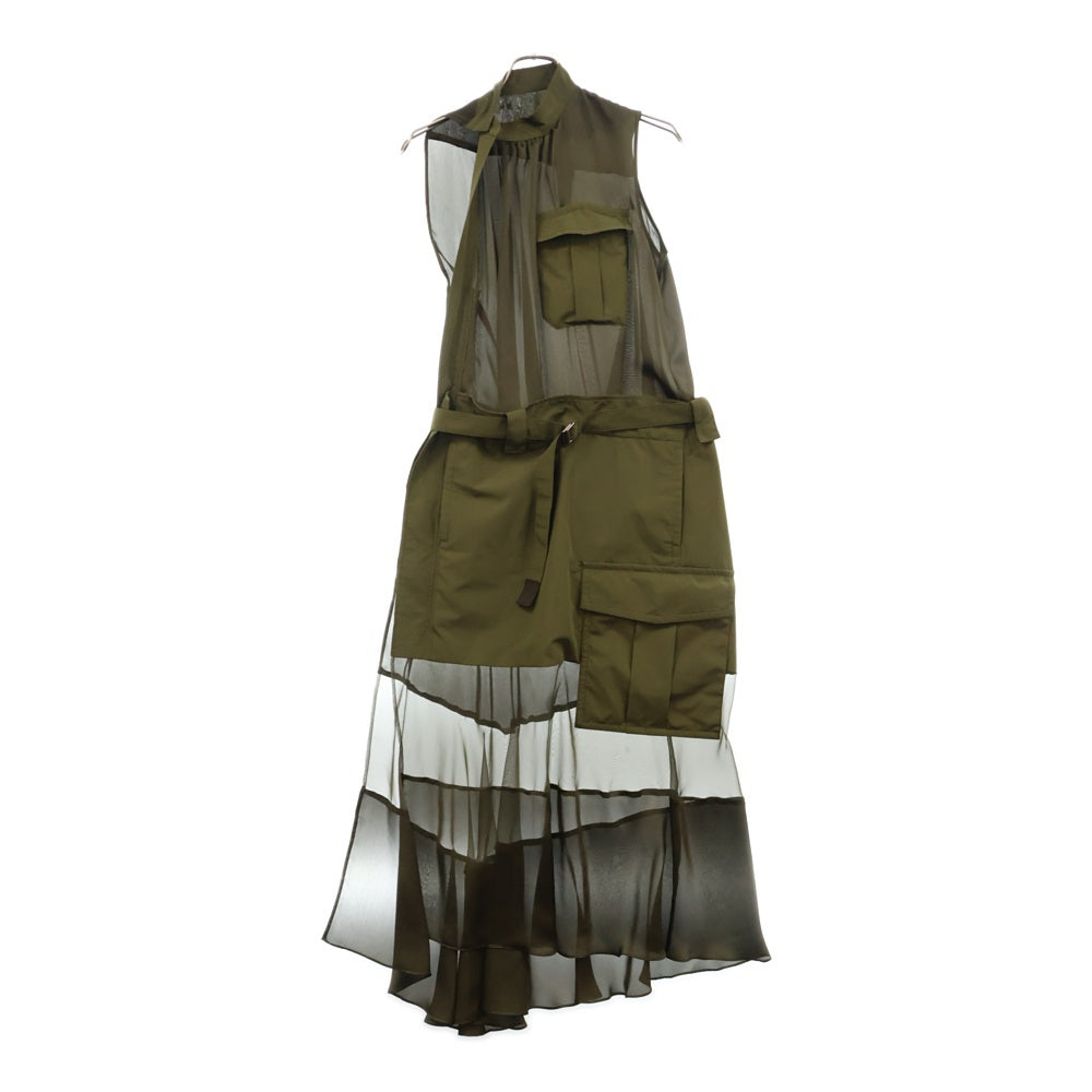 Sacai(サカイ) 24SS Fabric Combo Dress ファブリックコンボドレス オリーブ レディース 24-07224