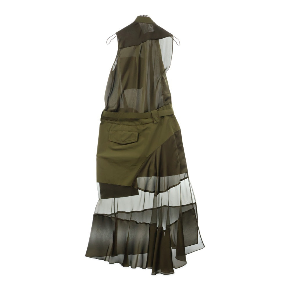 Sacai(サカイ) 24SS Fabric Combo Dress ファブリックコンボドレス オリーブ レディース 24-07224