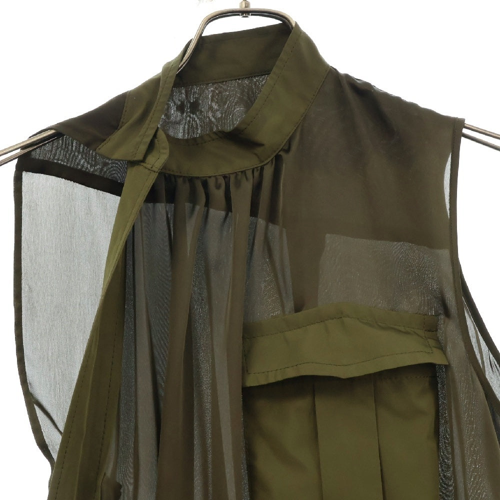 Sacai(サカイ) 24SS Fabric Combo Dress ファブリックコンボドレス オリーブ レディース 24-07224