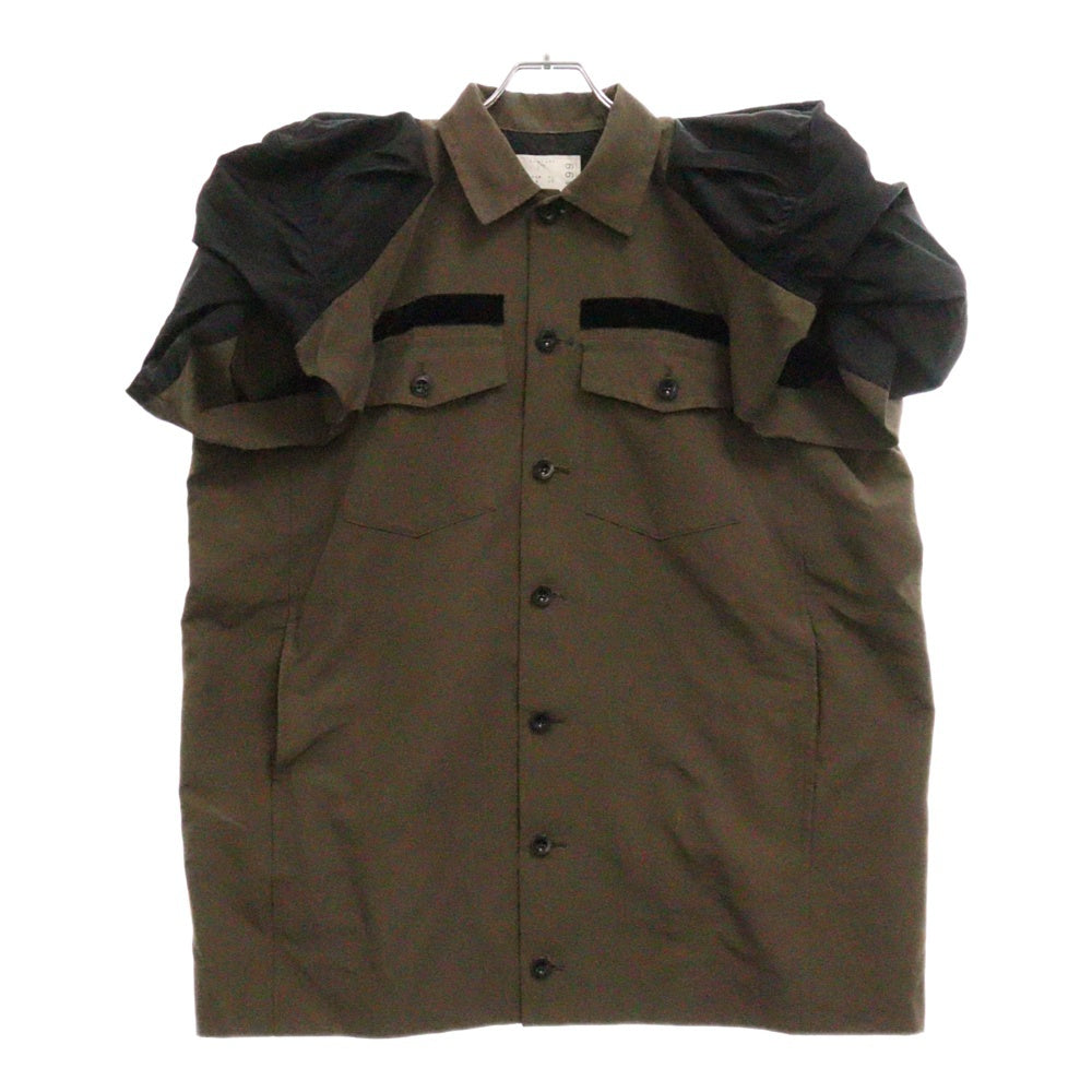 Sacai(サカイ) 24AW Nylon Twill Mix Grosgrain Dress ナイロンツイルミックスグログランドレス カーキブラウン レディース 24-07499