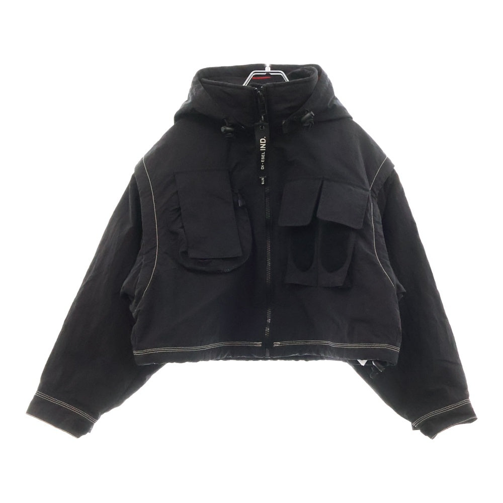 DIESEL(ディーゼル) G-LOVISA ショート丈 ナイロンジップアップジャケット レディース ブラック A01679