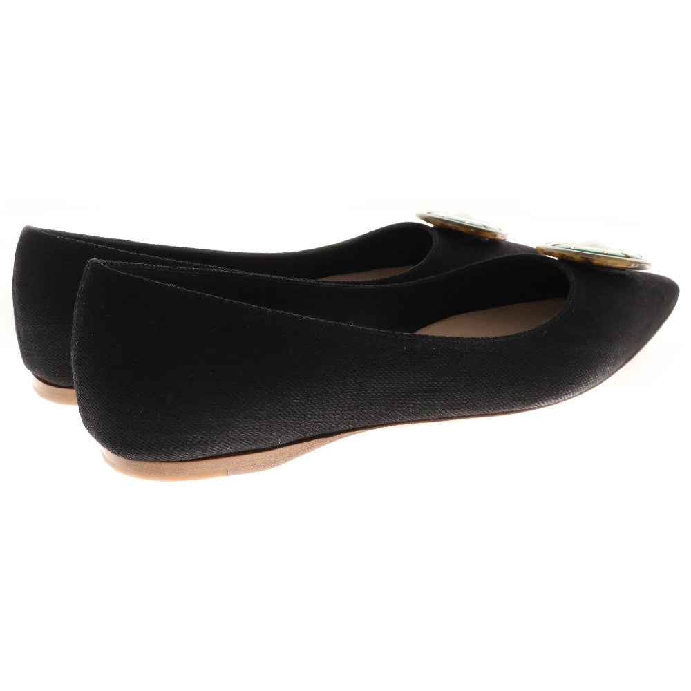 miumiu(ミュウミュウ) Ballet Flats ストーン装飾キャンバスフラットパンプス シューズ ブラック レディース 5F141D