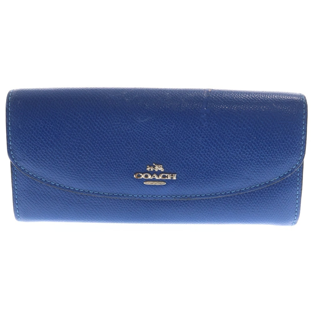 COACH(コーチ) スリムエンブローブ フラップ ジップロングウォレット ブルー レディース F52628
