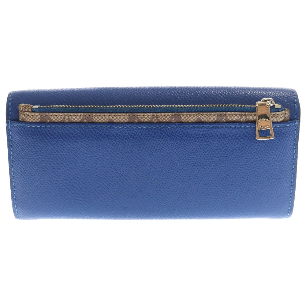 COACH(コーチ) スリムエンブローブ フラップ ジップロングウォレット ブルー レディース F52628