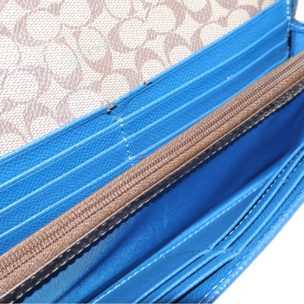 COACH(コーチ) スリムエンブローブ フラップ ジップロングウォレット ブルー レディース F52628
