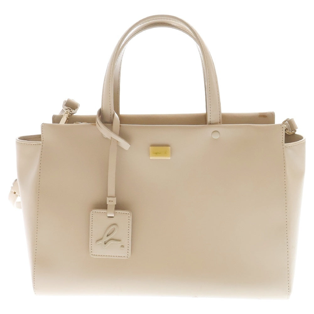 agnes b.(アニエスベー) ボヤージュ ポーチ付き 2Way ショルダー ハンドバッグ レザー ベージュ レディース IS11D-01