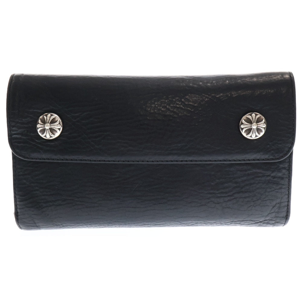 CHROME HEARTS(クロムハーツ) WAVE ウェーブ レザーウォレット 財布 ブラック BCA374 ※国内ギャランティ付き