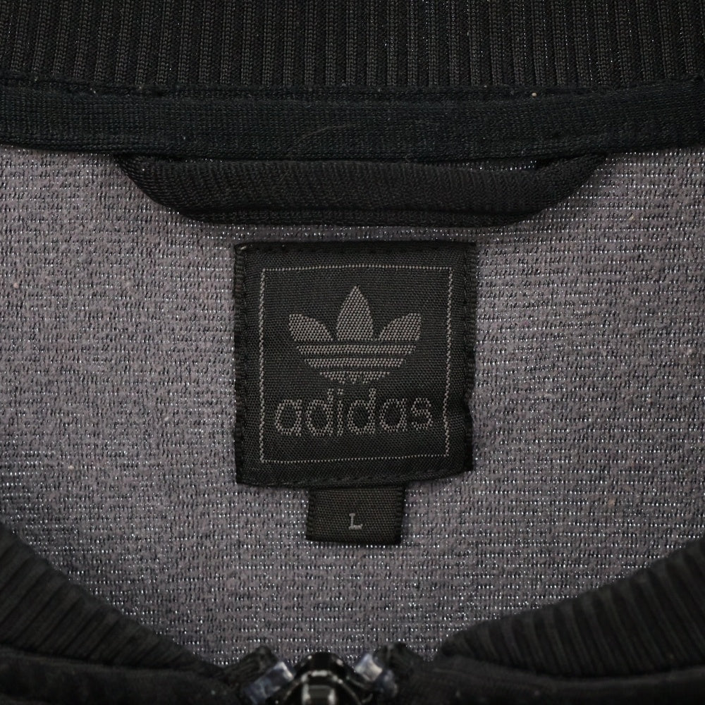 adidas(アディダス) フロントロゴワッペン刺繍 サイドライン トラックジャケット ジップアップブルゾン ブラック