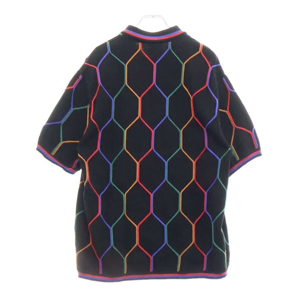 SUPREME(シュプリーム) 21SS Hex Zip Up Polo ヘクス ジップアップ 半袖ポロシャツ ブラック