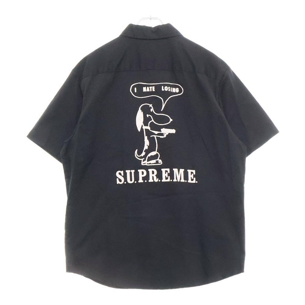 SUPREME(シュプリーム) 21SS Dog S/S Work Shirt バックドッグプリント コットンポリ ワーク半袖シャツ ブラック