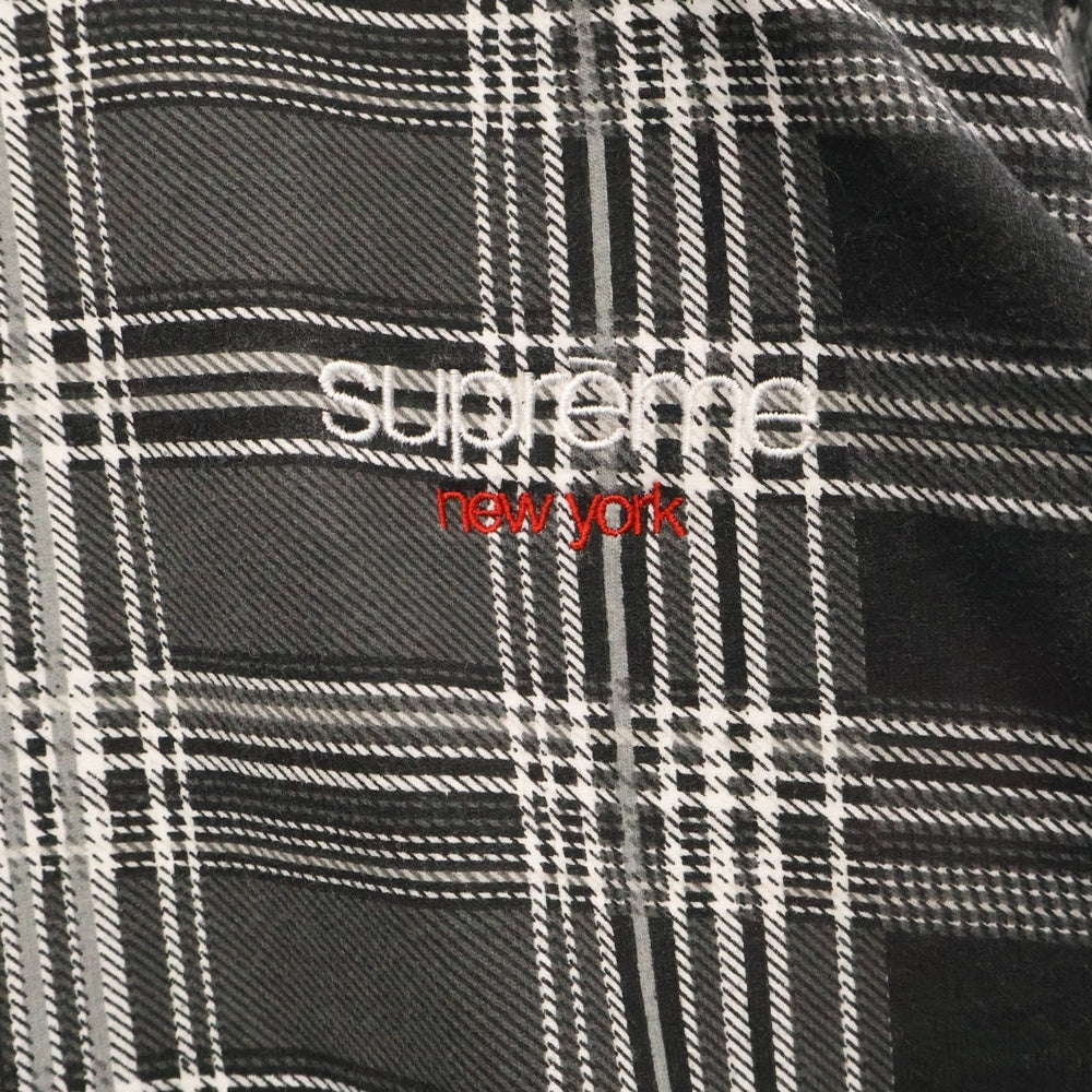 SUPREME(シュプリーム) 20AW Plaid Zip Up L/S Polo チェック柄 ジップアップ 長袖ポロシャツ ブラック/ホワイト