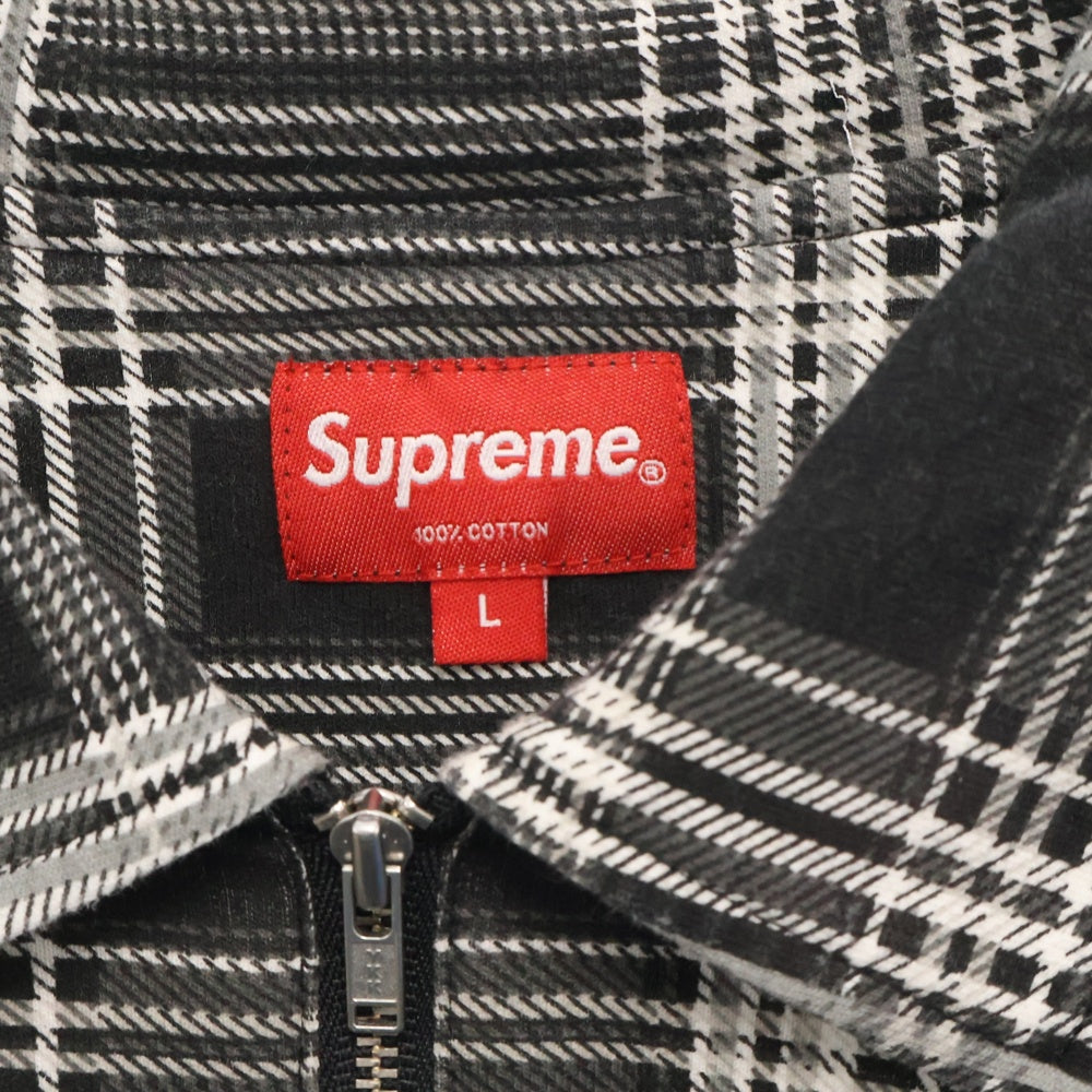 SUPREME(シュプリーム) 20AW Plaid Zip Up L/S Polo チェック柄 ジップアップ 長袖ポロシャツ ブラック/ホワイト