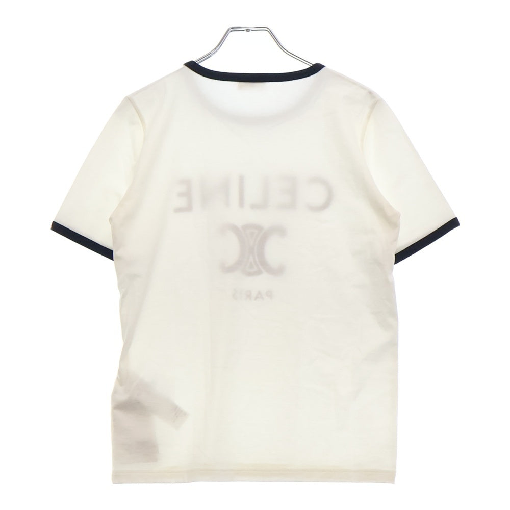 CELINE(セリーヌ) 22SS トリオンフ クラシック フロントロゴプリント 半袖リンガーTシャツ ホワイト レディース 2X872671Q