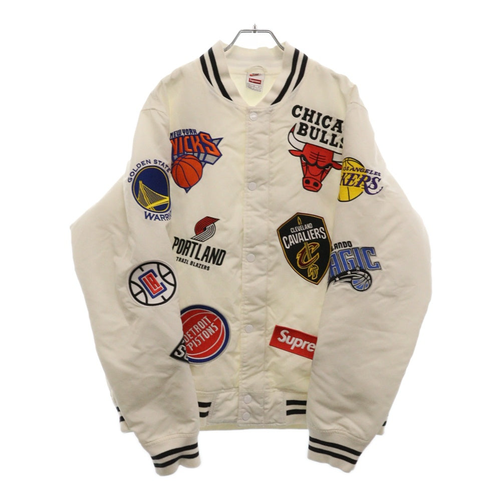SUPREME(シュプリーム) 18SS ×NIKE NBA Teams Warm-Up Jacket ナイキ NBAチームワッペン ウォームアップ ナイロンジャケット ブルゾン ホワイト AO3631-100