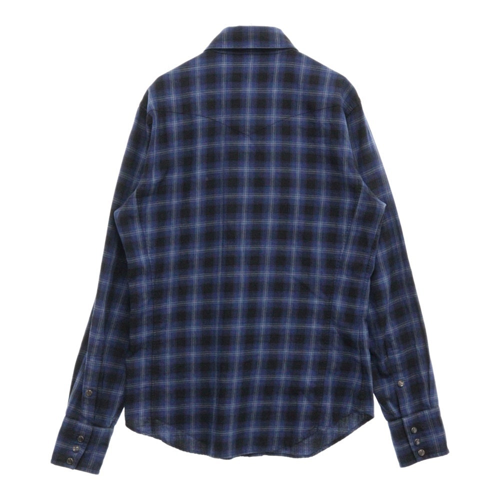 TOM FORD(トムフォード) 長袖チェックウェスタンシャツ ブルー/ブラック 8FT271 94MEKI