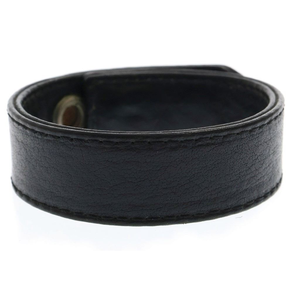 CHROME HEARTS(クロムハーツ) 3BTN 2SNP クロスボール 3ボタン2スナップ レザーブレスレット ブラック/シルバー BCA123