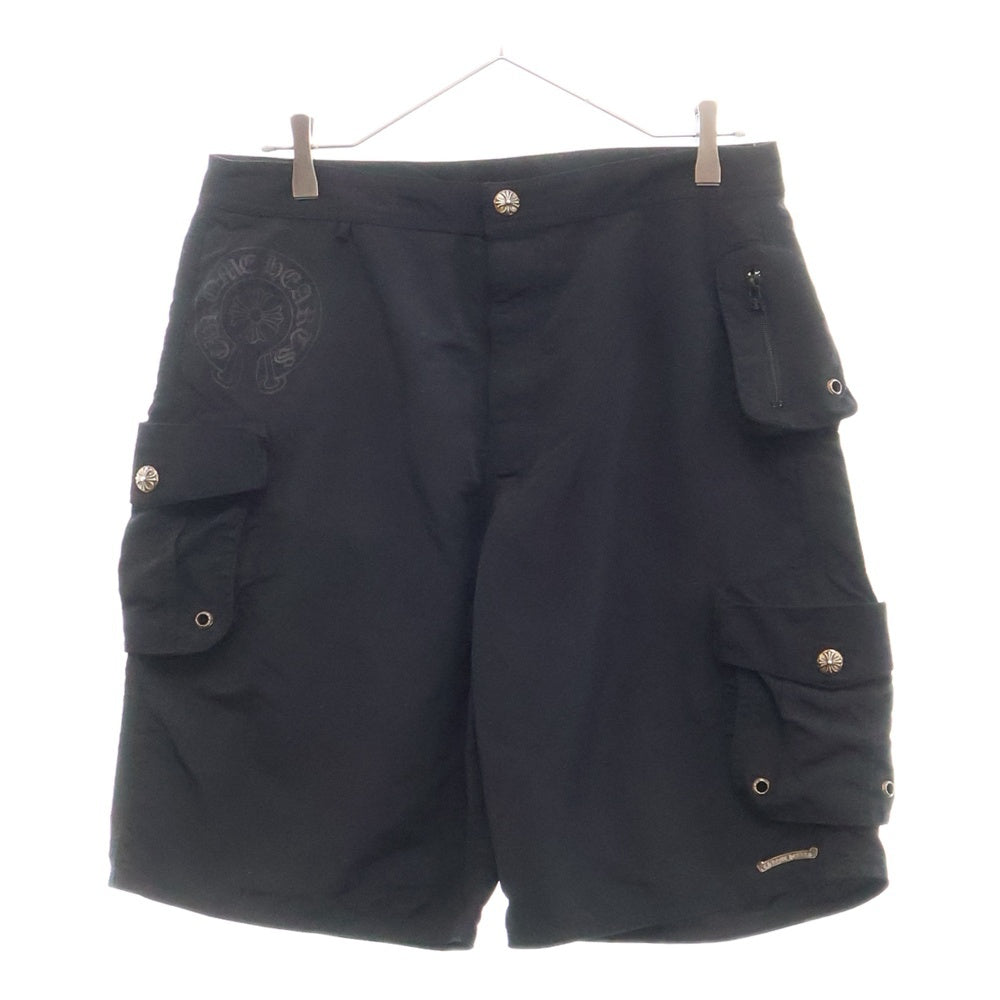 CHROME HEARTS(クロムハーツ) ホースシュープリント クロスボールボタン ナイロン カーゴハーフパンツ ショーツ ブラック