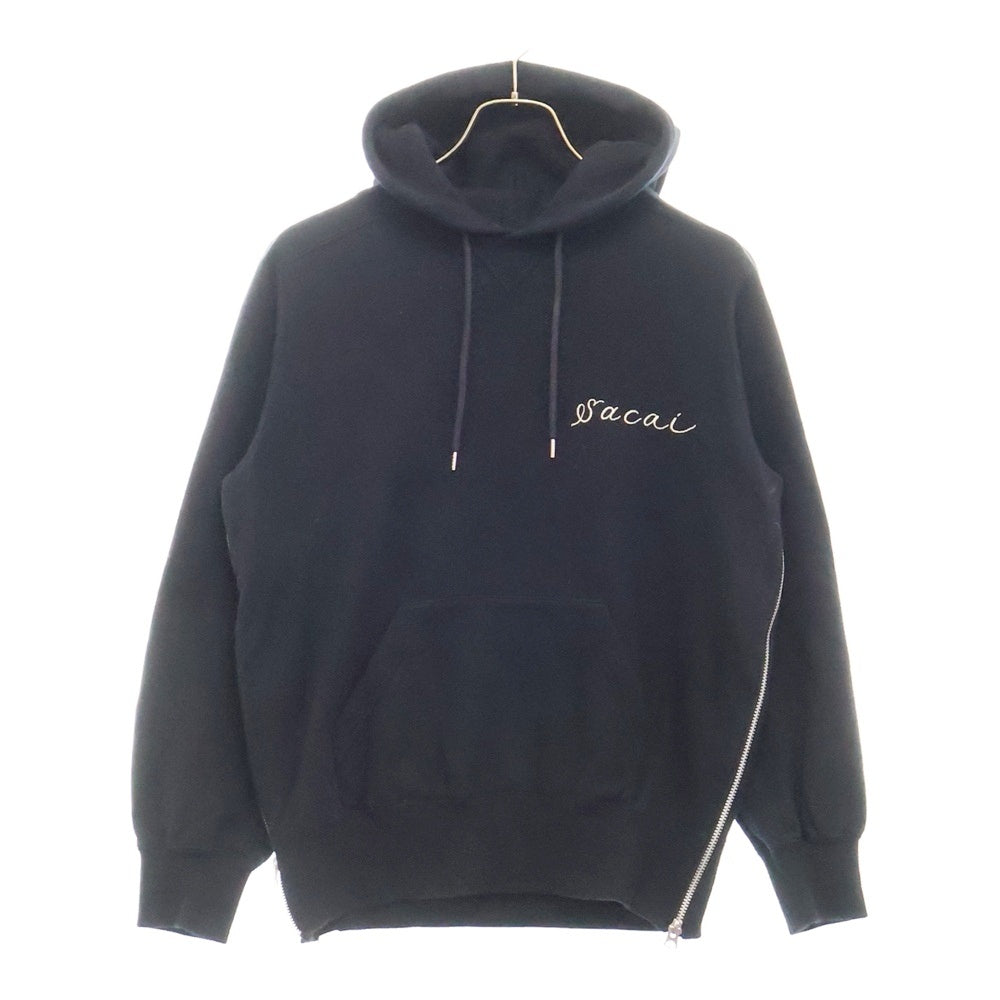 Sacai(サカイ) 19SS × Dr.Woo Side Zip Hoodie ドクターウー サイドジップ グラフィックエンブロイダリー プルオーバーパーカー フーディー ブラック 19-0048S