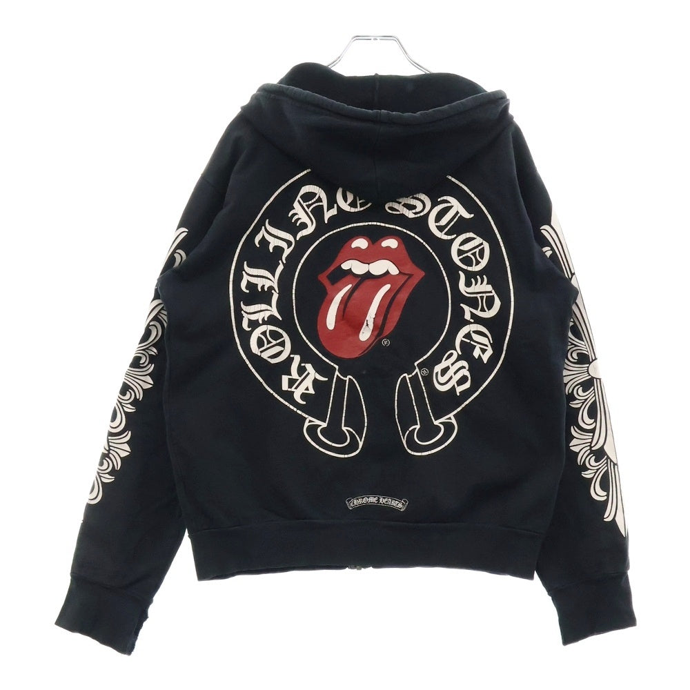 CHROME HEARTS(クロムハーツ) ×The Rolling Stones LT Hoodie オールド ローリングストーンズ ダガージップアップフーディ スウェットパーカー ブラック