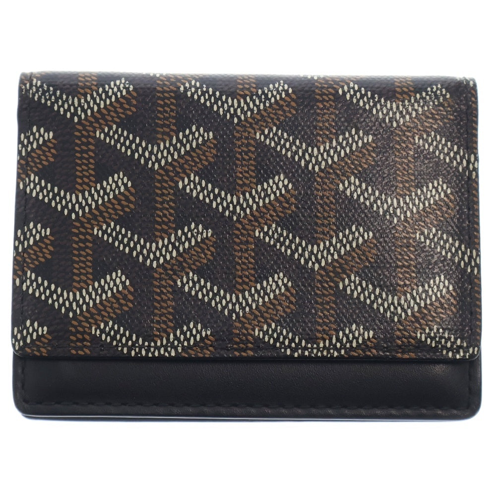 GOYARD(ゴヤール) サンフロランタン ヘリンボーン レザー コンパクトウォレット 二つ折り財布 カードケース ブラック