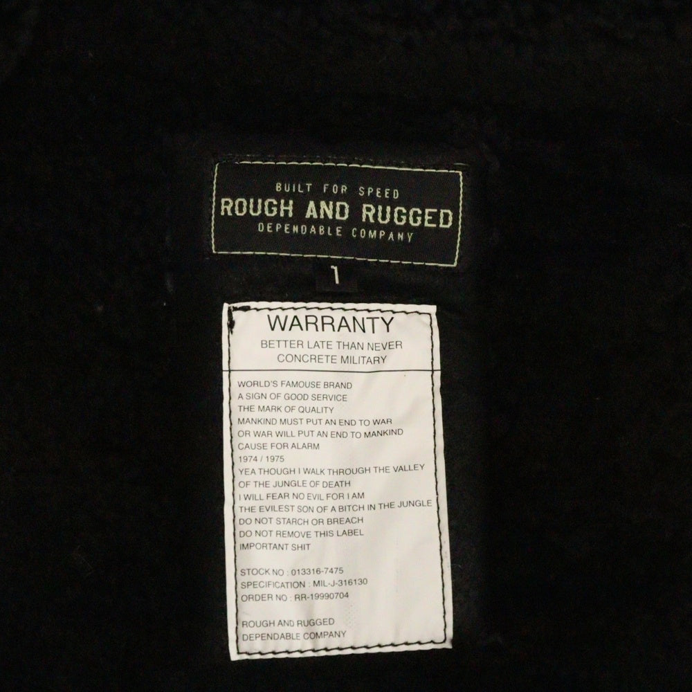 ROUGH AND RUGGED(ラフアンドラゲッド) B-3 シープレザー ミリタリー フライト ムートンジャケット ブラック