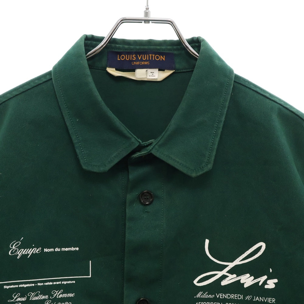 LOUIS VUITTON(ルイヴィトン) 20SS UNIFORMS Virgil Abloh ユニフォーム ヴァージル アブロー バックプリント スタッフ 半袖シャツ グリーン USH04 G1 76085