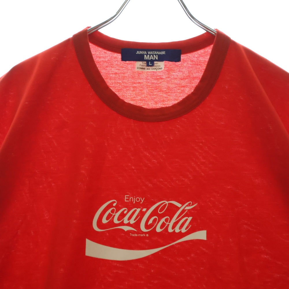 JUNYA WATANABE COMME des GARCONS(ジュンヤワタナベ コムデギャルソン) 23SS AD2022 × Coca-Cola コカ コーラ ロゴ プリント 半袖 カットソー Tシャツ レッド WK‐T019