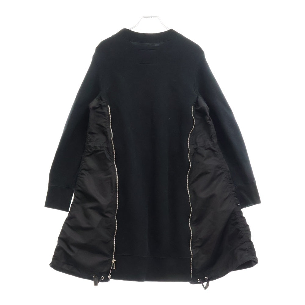 Sacai(サカイ) 20AW Sponge Sweat MA-1 Dress スポンジ 異素材切替 クルーネックスウェットトレーナー ドレス レディース ブラック SCW-059