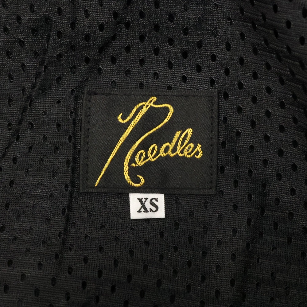 Needles(ニードルス) Track Pant Poly Smooth ポリスムース サイドライン ロゴエンブロイダリー トラックパンツ ブラック/パープル PU1594