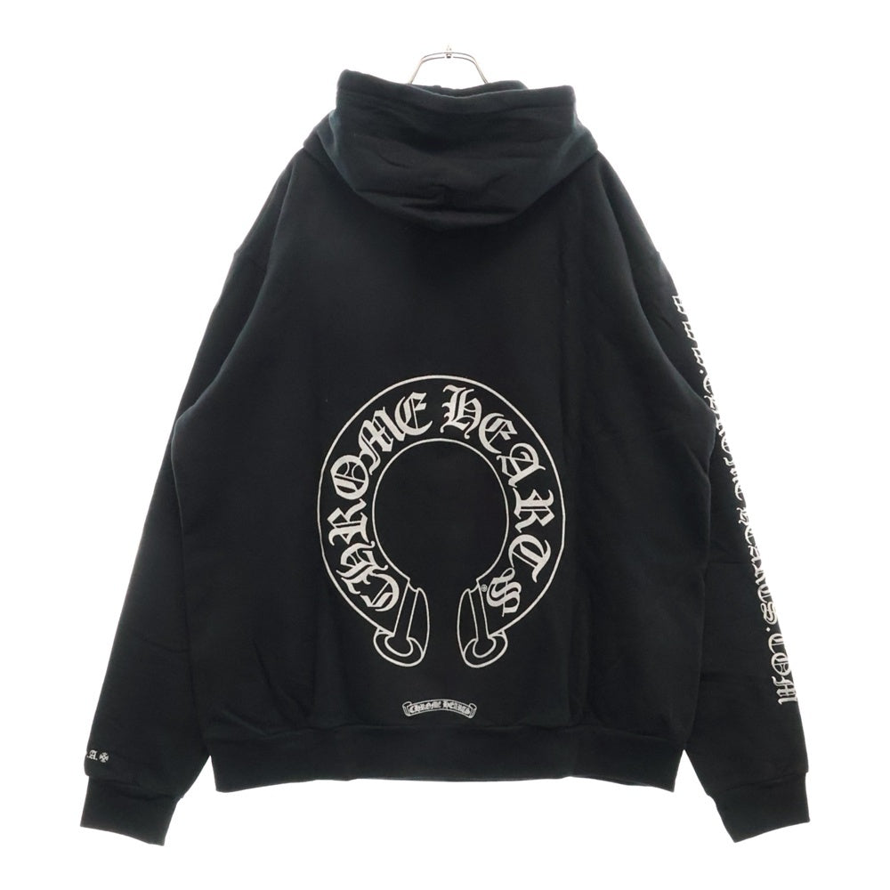 CHROME HEARTS(クロムハーツ) WWW.CHROMEHEARTS.COM SILVER GLITTER HOODIE オンライン限定 ホースシュープリント スウェット プルオーバーパーカー ブラック