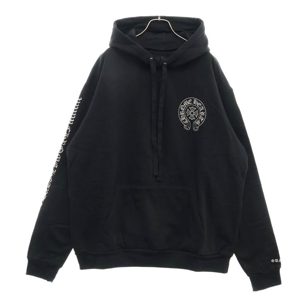 CHROME HEARTS(クロムハーツ) WWW.CHROMEHEARTS.COM SILVER GLITTER HOODIE オンライン限定 ホースシュープリント スウェット プルオーバーパーカー ブラック