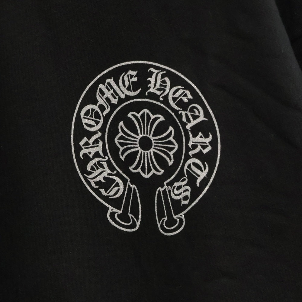 CHROME HEARTS(クロムハーツ) WWW.CHROMEHEARTS.COM SILVER GLITTER HOODIE オンライン限定 ホースシュープリント スウェット プルオーバーパーカー ブラック
