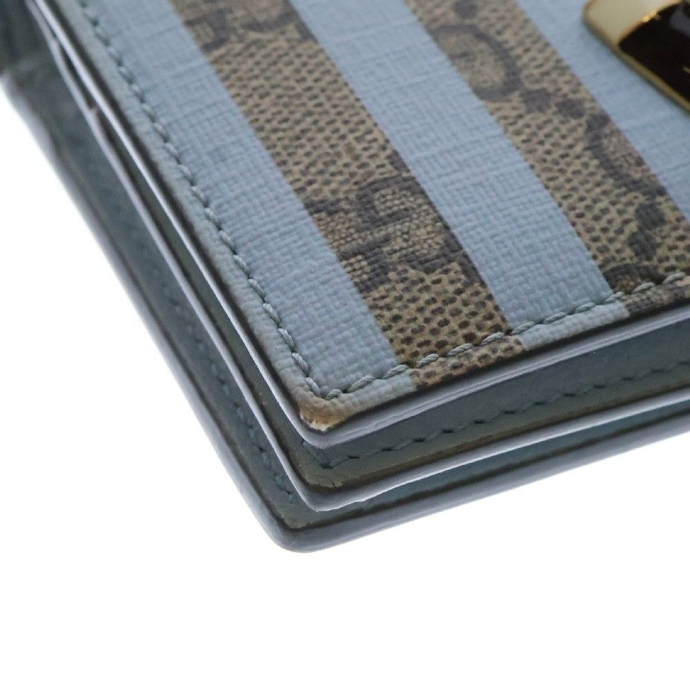 GUCCI(グッチ) GGスプリーム アイスクリーム コンパクトウォレット レディース ブルー/ブラウン 701489