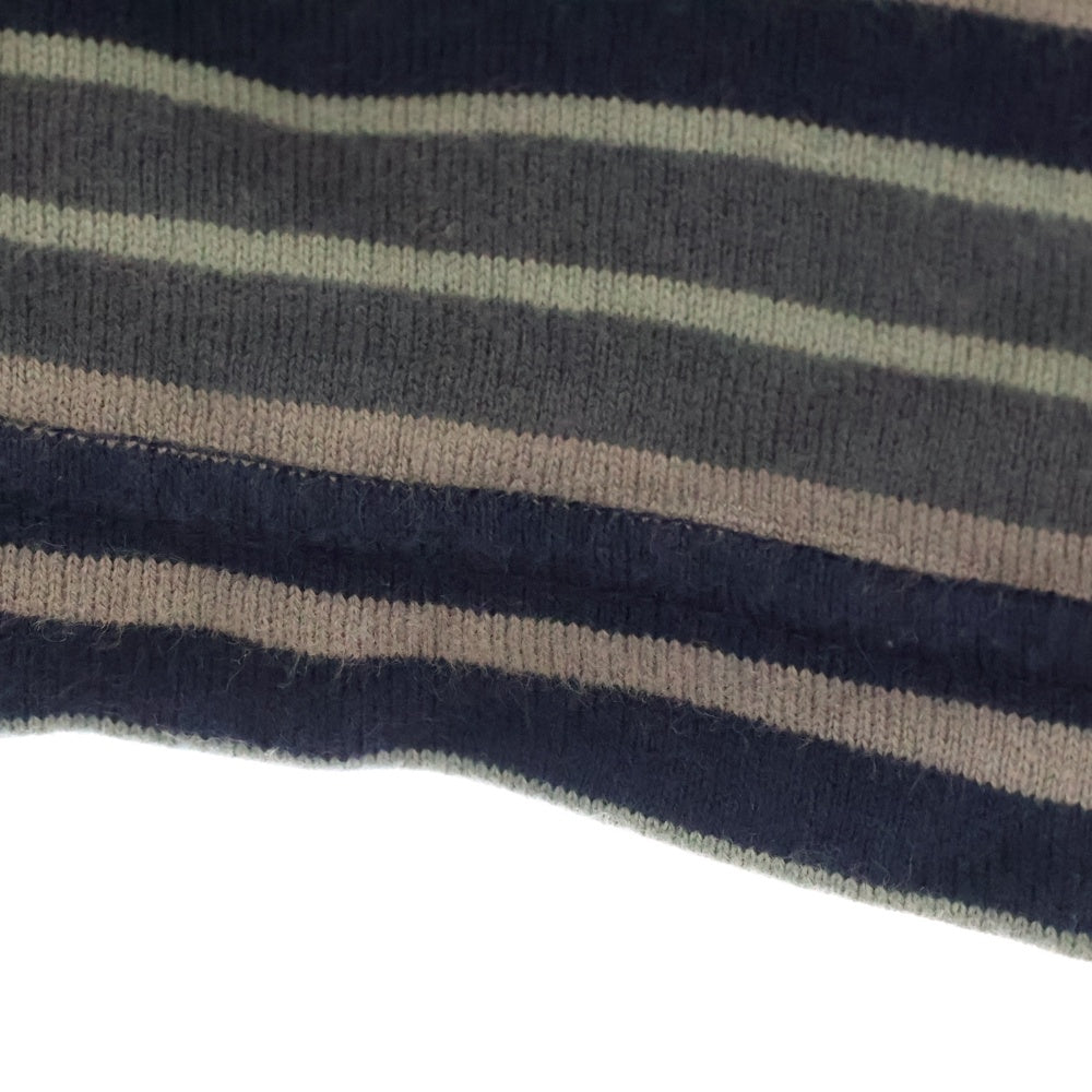 WTAPS(ダブルタップス) 23SS BDY 01 SS COTTON.TEXTILE.WUT ボーダー総柄 ロゴ刺繍 半袖カットソー ネイビー 231ATDT-CSM27