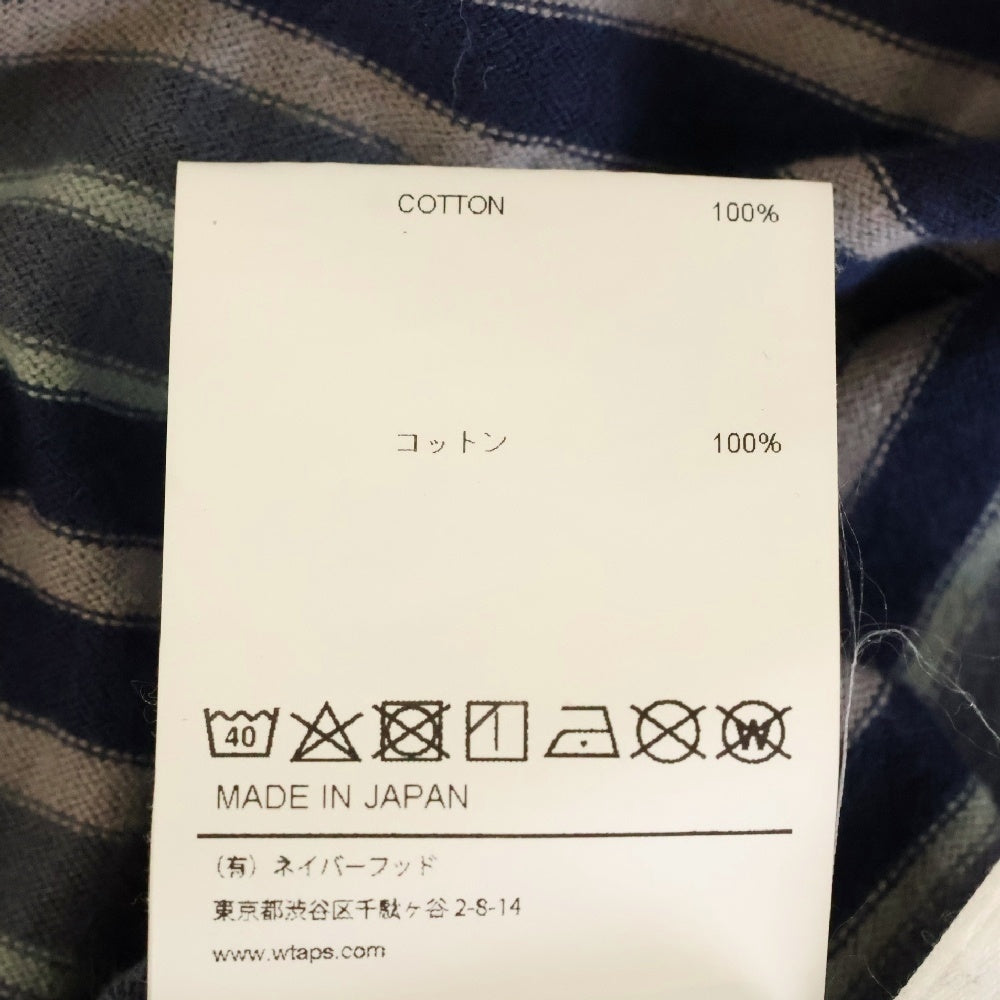WTAPS(ダブルタップス) 23SS BDY 01 SS COTTON.TEXTILE.WUT ボーダー総柄 ロゴ刺繍 半袖カットソー ネイビー 231ATDT-CSM27