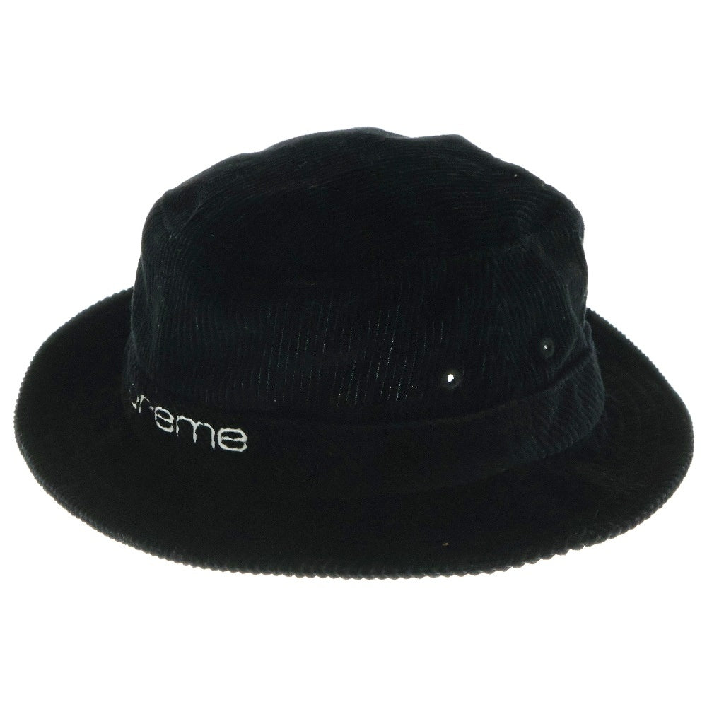 SUPREME(シュプリーム) 19SS Compact Logo Corduroy Crushe コンパクトロゴ コーデュロイ クラッシャーハット 帽子 ブラック