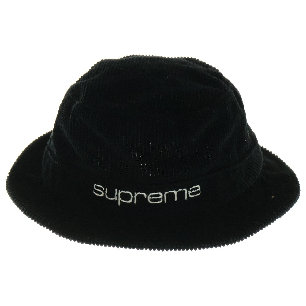 SUPREME(シュプリーム) 19SS Compact Logo Corduroy Crushe コンパクトロゴ コーデュロイ クラッシャーハット 帽子 ブラック