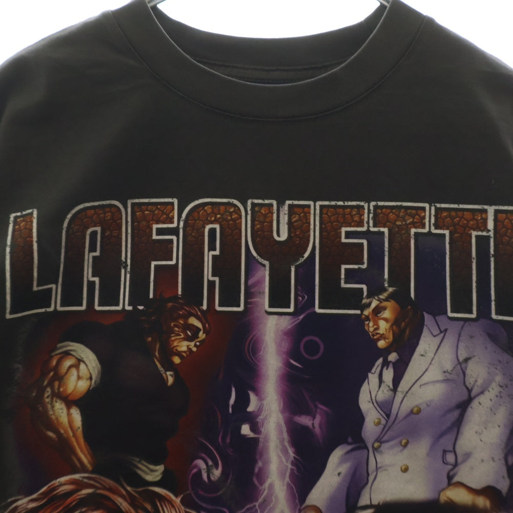 LFYT(エルエフワイティー) ×グラップラー刃牙 VS TEE バキ 範馬勇次郎 花山薫 グラフィックプリント 半袖Tシャツ カットソー ブラック LE230155