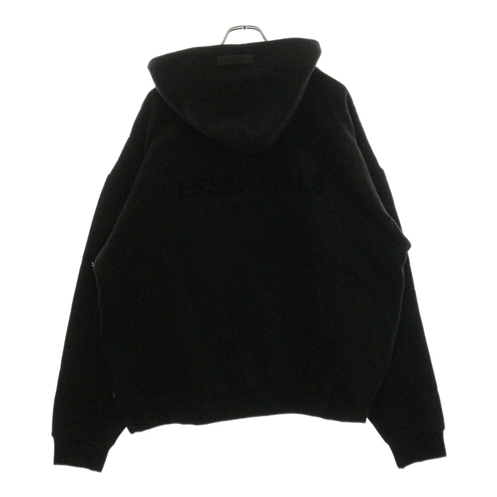 FEAR OF GOD ESSENTIALS(フィアオブゴッド エッセンシャルズ) Flocky Back Logo Sweat Pullover Parka フロッキーバックロゴプリントスウェットプルオーバーパーカー ブラック