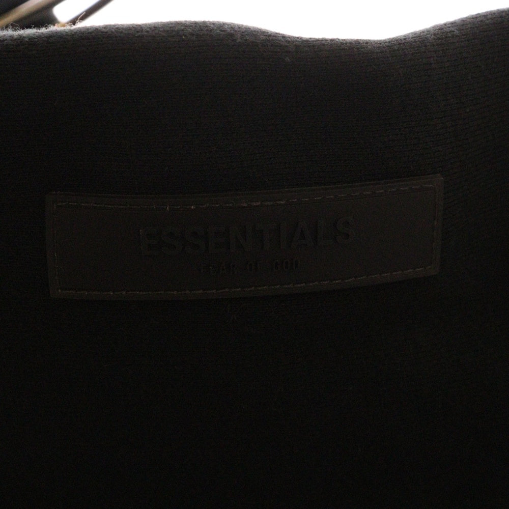FEAR OF GOD ESSENTIALS(フィアオブゴッド エッセンシャルズ) Flocky Back Logo Sweat Pullover Parka フロッキーバックロゴプリントスウェットプルオーバーパーカー ブラック