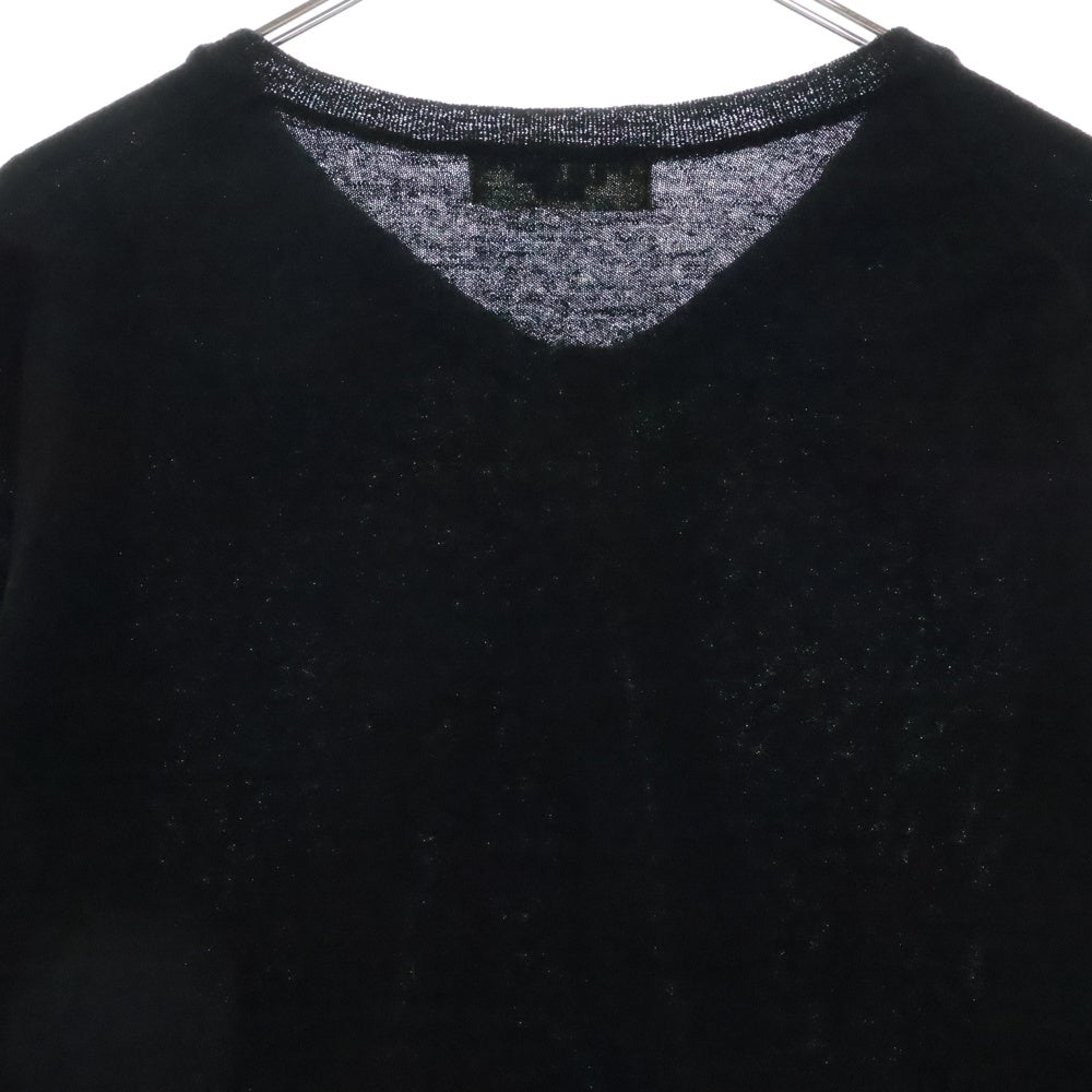 robe de chambre COMME des GARCONS(ローブドシャンブル コムデギャルソン) 90S AD1998 アームポイントボーダー Vネック ウールニット セーター ブラック レディース RN-040410