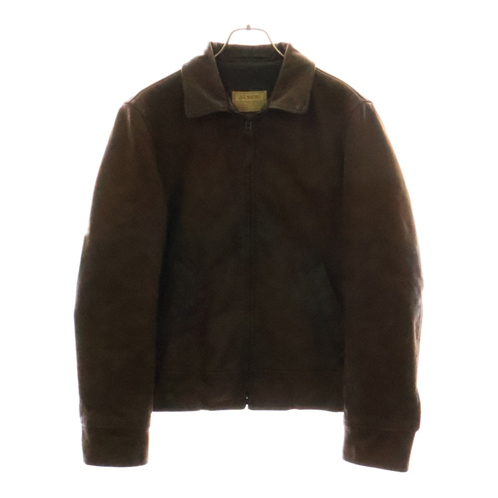 J.CREW(ジェイクルー) カウレザー ジップアップ 襟付き シングル レザージャケット ブラウン