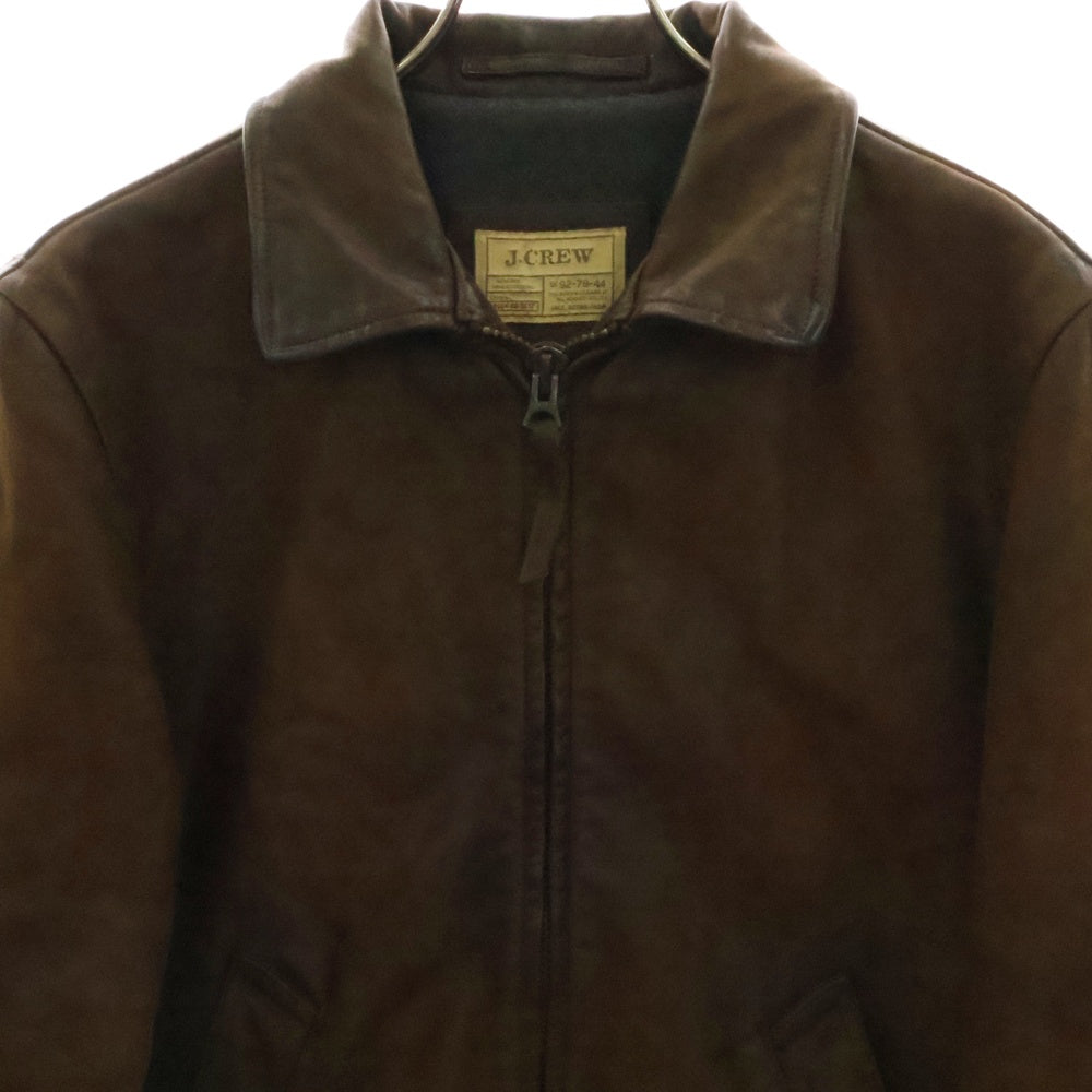 J.CREW(ジェイクルー) カウレザー ジップアップ 襟付き シングル レザージャケット ブラウン
