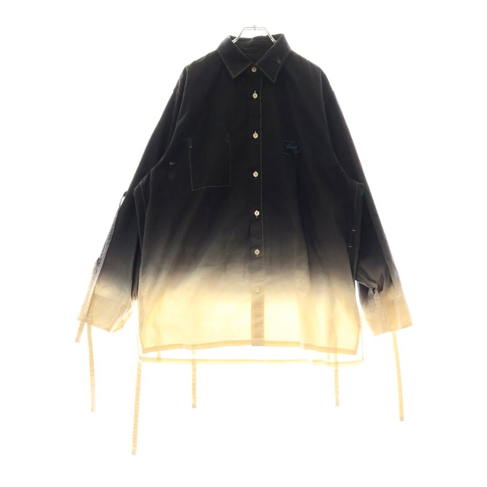 SYU.HOMME/FEMM(シュウ オム フェム) 22SS DYED SUPER ARM SHIRTS ダイスーパーアーム 長袖シャツ ブラック/ホワイト H22SS-01
